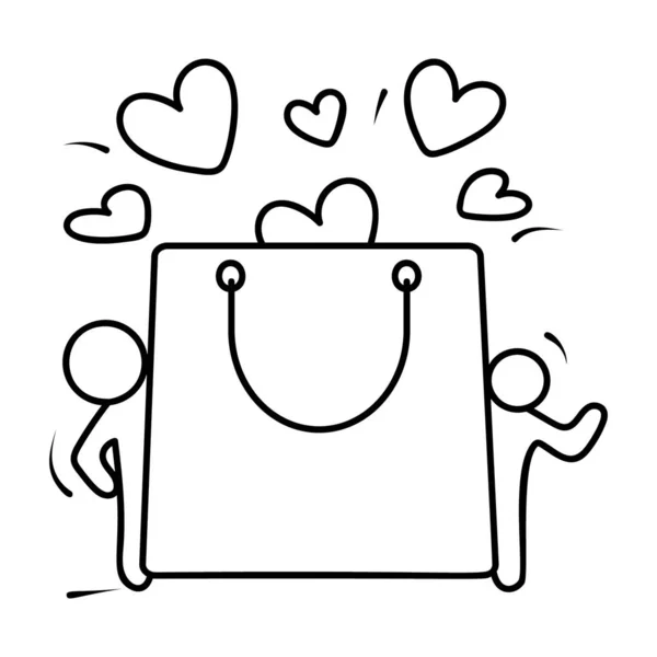 Shopping Bag San Valentino Preferita Linea Vettore Design — Vettoriale Stock