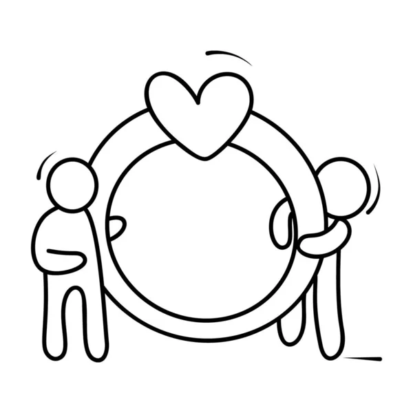 Line Doodle Icon Wedding Ring Vector Design — 스톡 벡터