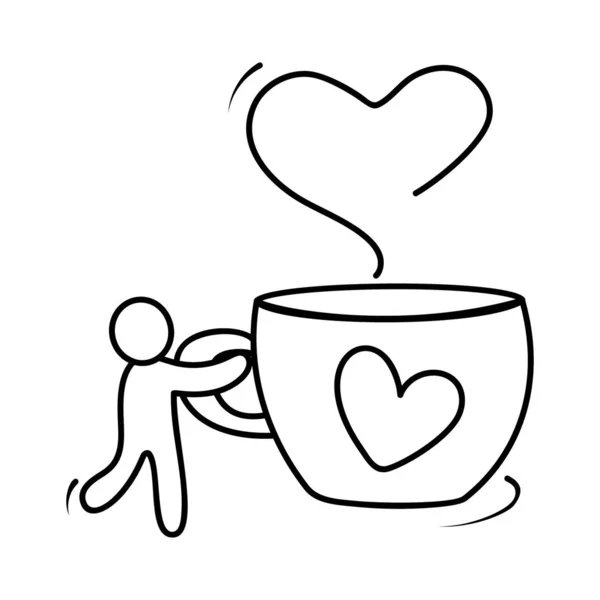 Valentin Meetup Cup Tea Line Vector Design — 스톡 벡터