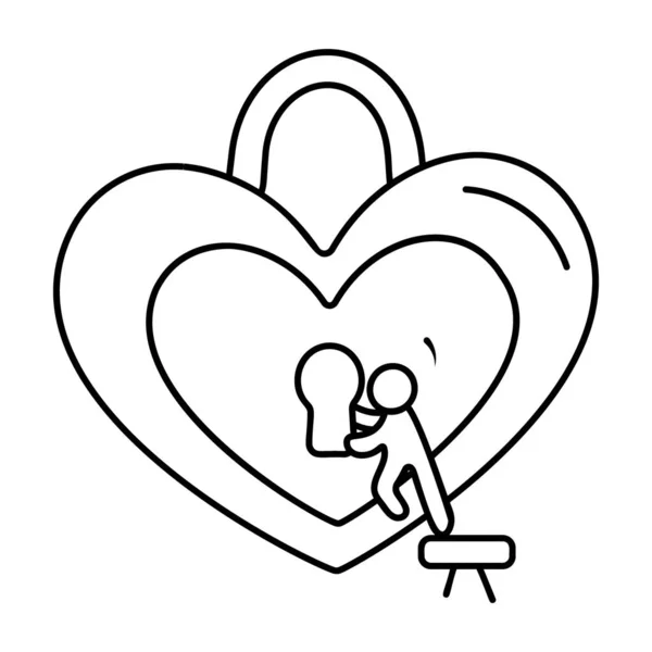 Λουκέτο Καρδιάς Στο Χέρι Που Ζωγραφίσθηκε Διάνυσμα — Διανυσματικό Αρχείο