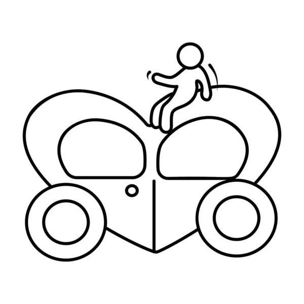 Hand Drawn Wedding Ride Line Icon Love Carriage Vector Design — ストックベクタ