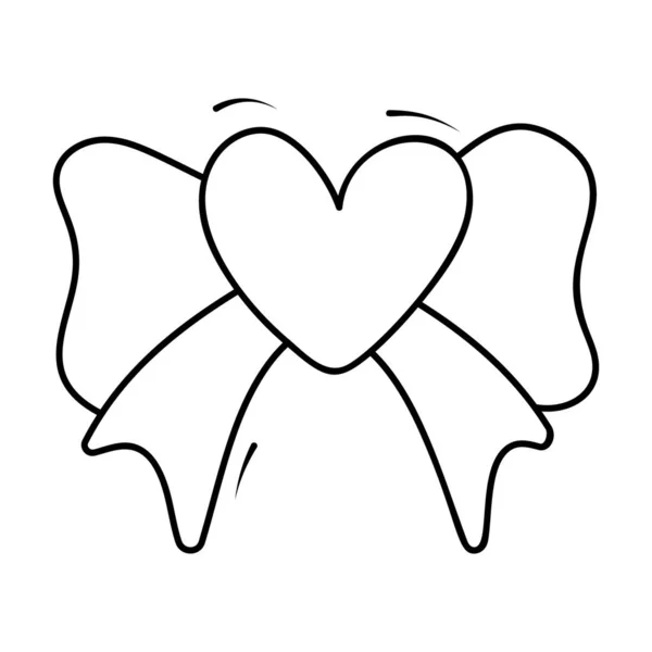 Καρδιά Διακοσμητικό Παπιγιόν Εικονίδιο Σχέδιο Doodle — Διανυσματικό Αρχείο