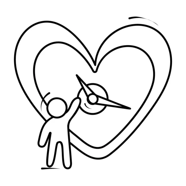 Χειροποίητο Εικονίδιο Γραμμής Σχεδίασης Ρολογιού Καρδιάς — Διανυσματικό Αρχείο