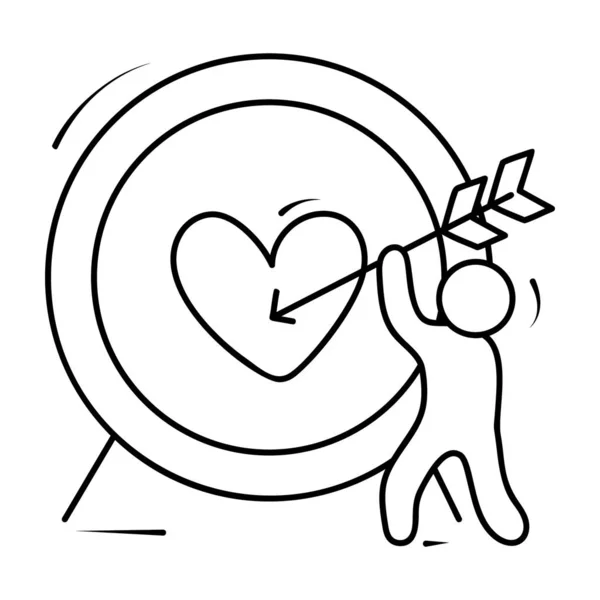 Bow Arrow Love Dart Doodle Design — ストックベクタ