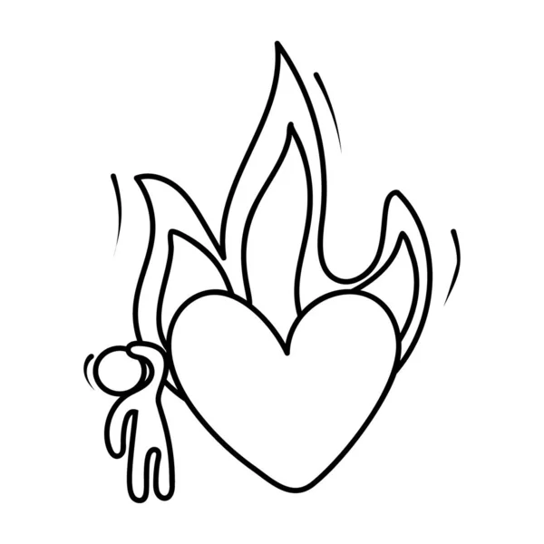 Συναισθήματα Για Την Αγάπη Καύση Φωτιά Εικόνα Της Φλεγόμενης Καρδιάς — Διανυσματικό Αρχείο