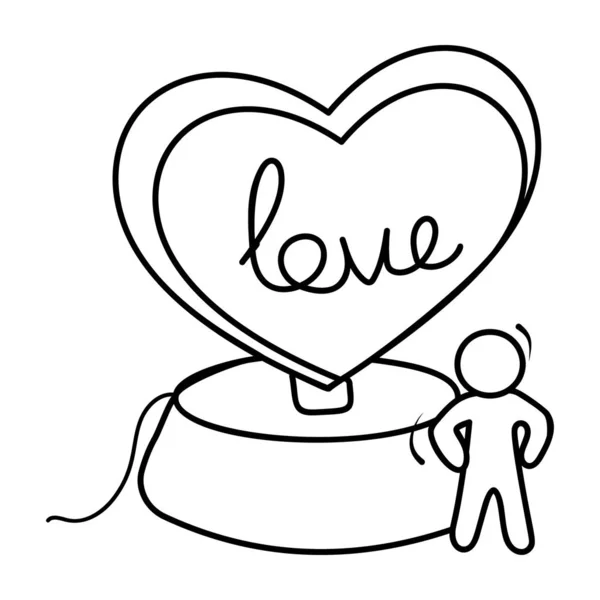 Romantik Parlak Konsept Kalp Lambası Tasarımı Çizgisi Simgesi — Stok Vektör