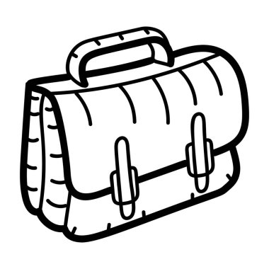 Portföy, iş çantası simgesi elle çizilmiş tasarım. 