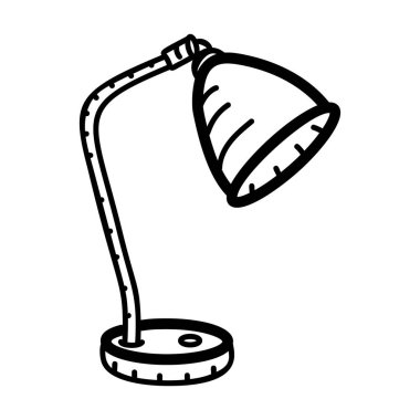 Çalışma lambası simgesinin el çizimi vektör tasarımı.