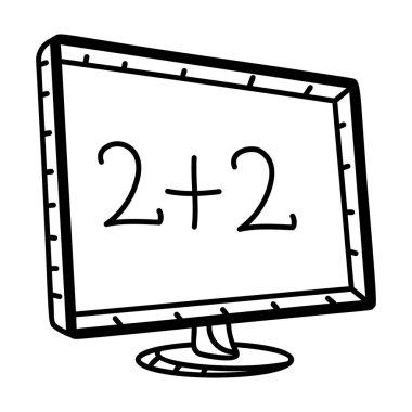 Monitör ekranında sayısal toplam, matematik sınıfı vektörünün karalama simgesi 