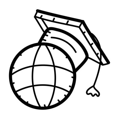 Elle çizilmiş tasarımda küresel eğitim simgesi 