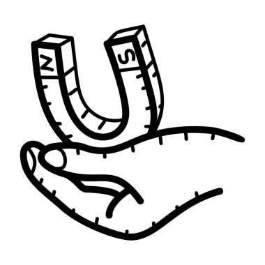 At nalı mıknatısı, bilim simgesi, çekim vektörü.