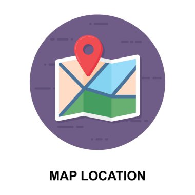 Düz yuvarlak harita navigasyon vektör tasarımı 