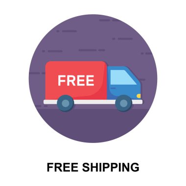 Lojistik nakliye hizmeti, düz yuvarlak ücretsiz dağıtım simgesi 