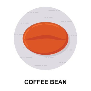 Kahve çekirdeği, düz yuvarlak vektör tasarımı..