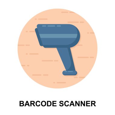 RFID kodları okuyucu aygıt teknolojisi, barkod tarayıcı tasarımının düz simgesi 