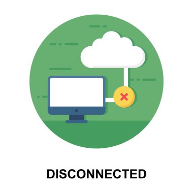 Çevrimdışı bulut ağı sembolü, düz tasarımda bağlantısız simge