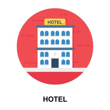 Düz yuvarlak dizaynlı otel inşa vektörü
