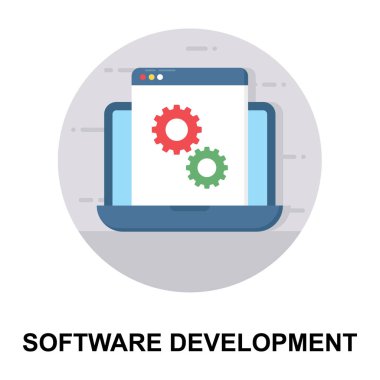 Web yapılandırması, yazılım geliştirme vektör tasarımının düz simgesi
