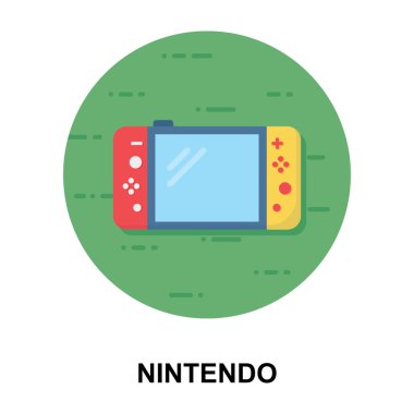 Japonlar oyun teknolojisi aygıtı, düz vektör tasarımında nintendo simgesi 