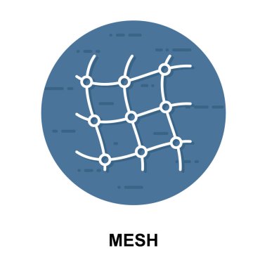 Düz yuvarlak tasarımda ağ simgesi olarak açık hava oyun aksesuarı, voleybol ağı 