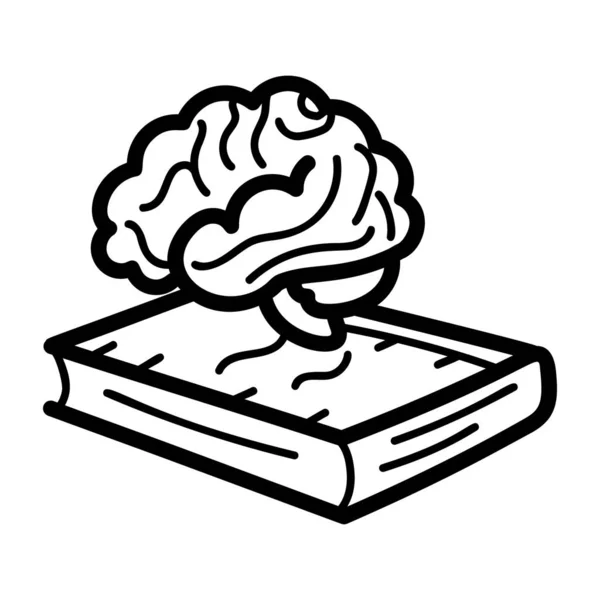 Cerebro Libro Que Representa Icono Del Conocimiento Neurociencia Diseño Garabatos — Archivo Imágenes Vectoriales