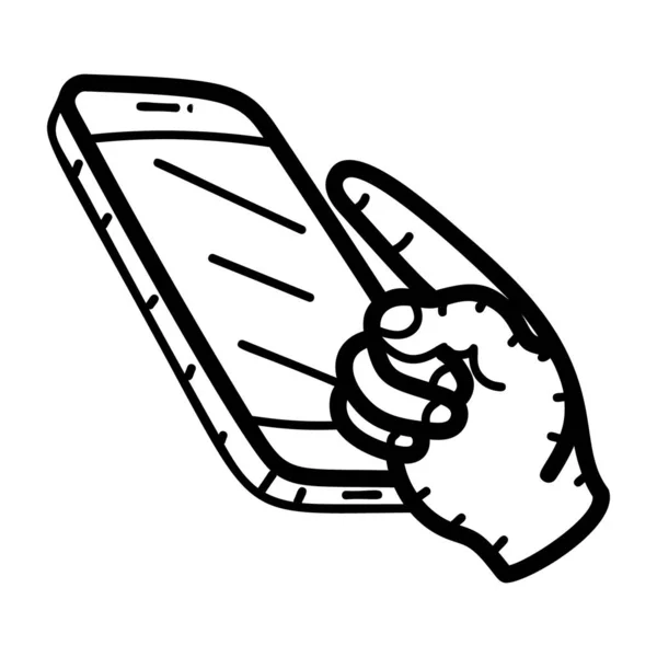 Φορητή Συσκευή Smartphone Κινητό Τηλέφωνο Εικονίδιο Στο Σχεδιασμό Doodle — Διανυσματικό Αρχείο