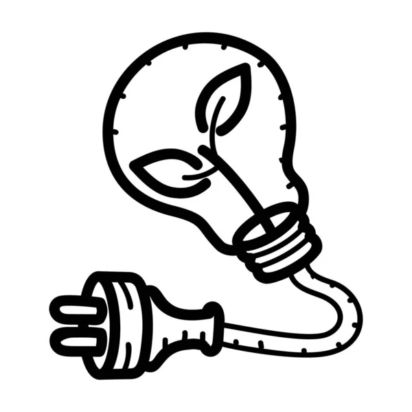 Icon Bulb Having Leaves Sign Depicting Energy Saving — Stock vektor