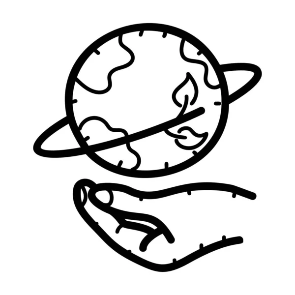 Ікона Землі Людській Руці Зображує Врятувати Землю — стоковий вектор