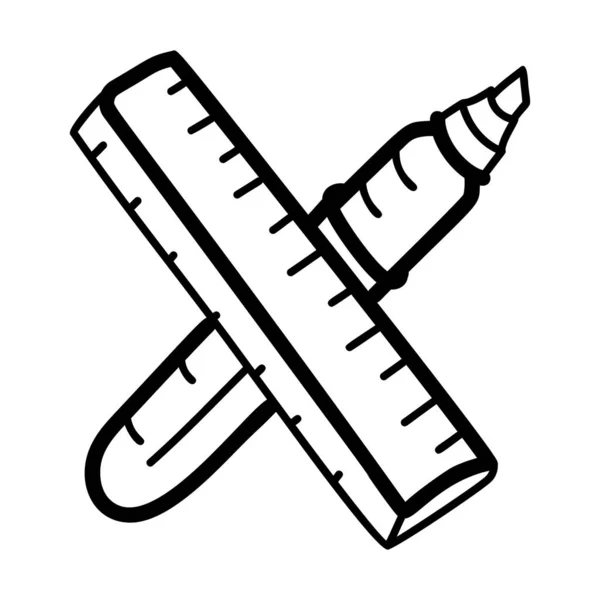 Scale Sharpie Depicting Doodle Icon Designing Tools Vector — ストックベクタ