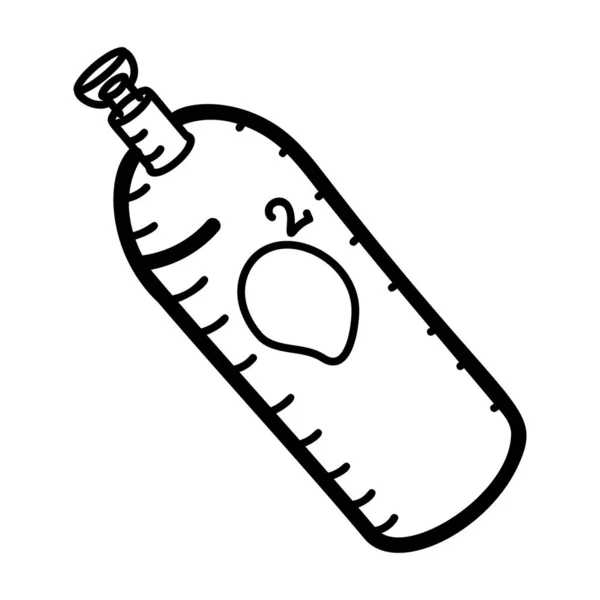 Récipients Gaz Icône Doodle Style Vectoriel Bouteille Oxygène — Image vectorielle