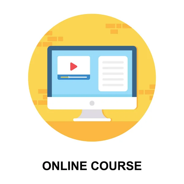 Online Course Icon Flat Design — Stock Vector