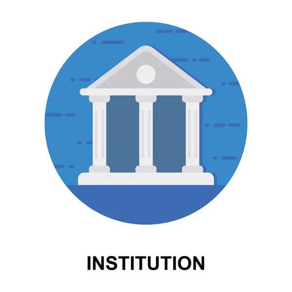 银行大楼或机构图标的扁平圆形设计 — 图库矢量图片