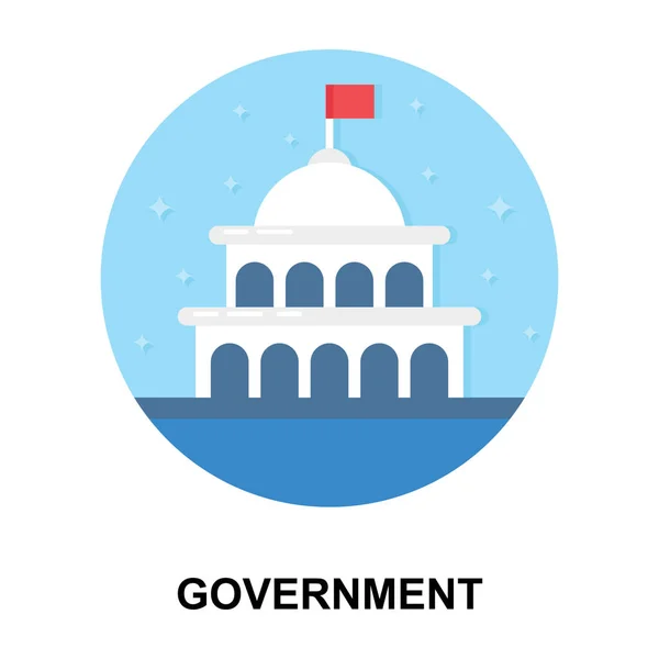 Government Building Icon Flat Style — Stock vektor