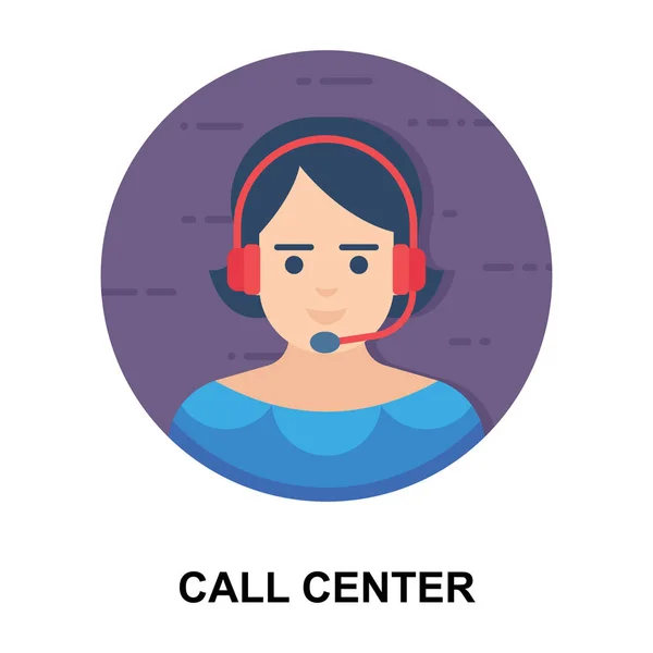 Call Center Servicekoncept Online Support Ikon Platt Design — Stock vektor