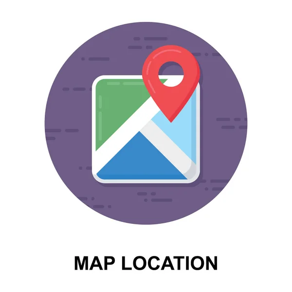 Mapa Papierowa Znacznik Lokalizacji Mapy Płaskim Zaokrąglonym Wektorze — Wektor stockowy