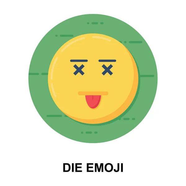 Gezichtsuitdrukking Sterven Emoji Platte Afgeronde Pictogram Ontwerp — Stockvector