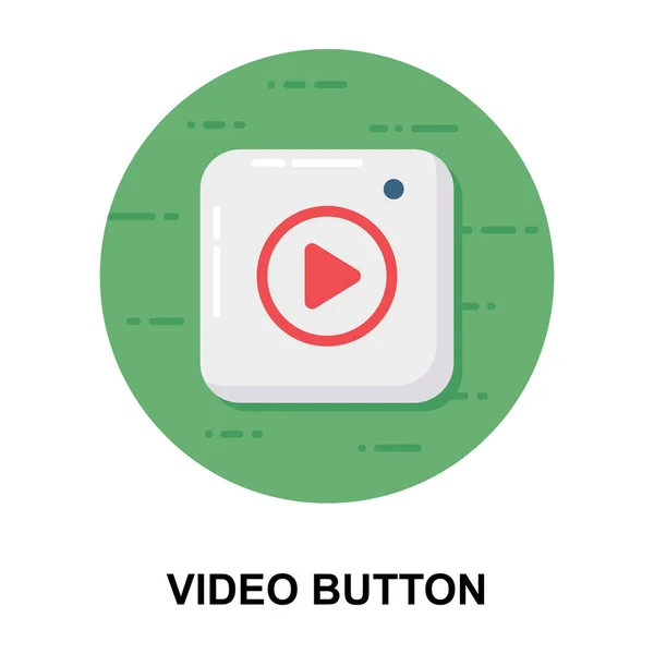 Multimedia Video Button Flat Rounded Icon Design — Stock Vector