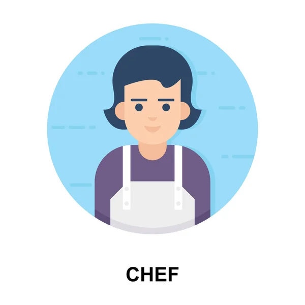 Mujer Avatar Cocinero Profesional Plano Redondeado Icono Diseño Vectores Chef — Vector de stock
