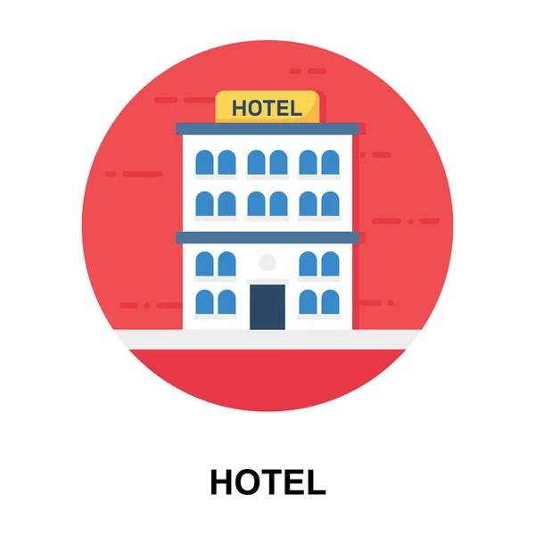 平面丸みを帯びたデザインのホテルの建物ベクトル — ストックベクタ