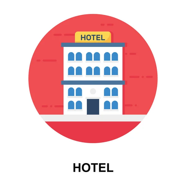 Vector Del Edificio Del Hotel Diseño Redondeado Plano — Archivo Imágenes Vectoriales