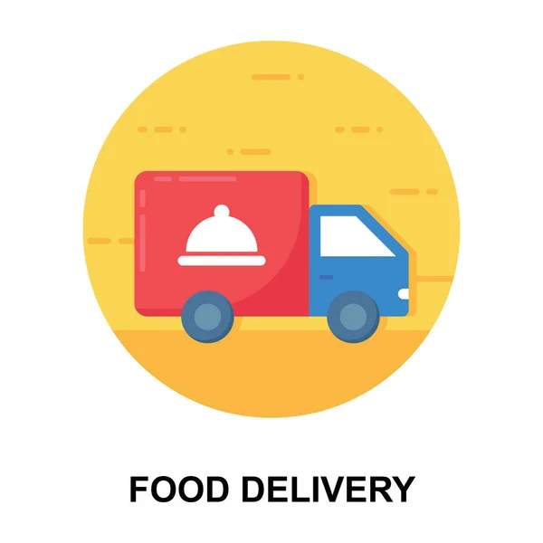 Conceptual Icon Food Delivery Van Icon Flat Design — Stock Vector