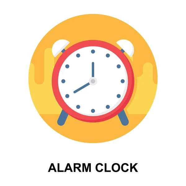 Reloj Despertador Analógico Alerta Matutina Diseño Vectorial Redondeado Plano — Vector de stock