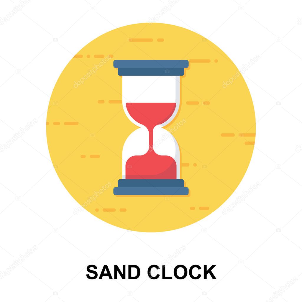Ancient timekeeping tool, flat rounded icon of hourglass vector design  