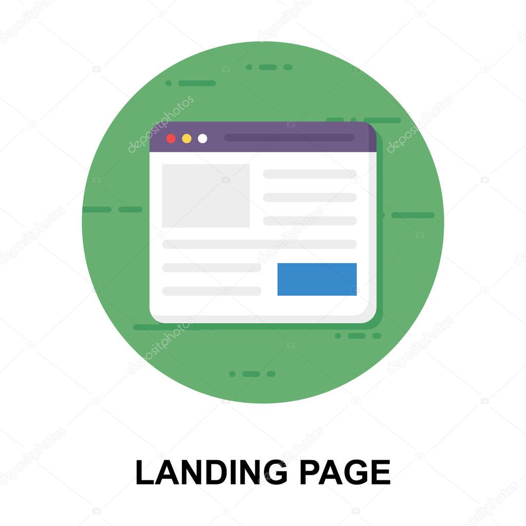 Web design interface, landing page icon in flat rounded vector design.