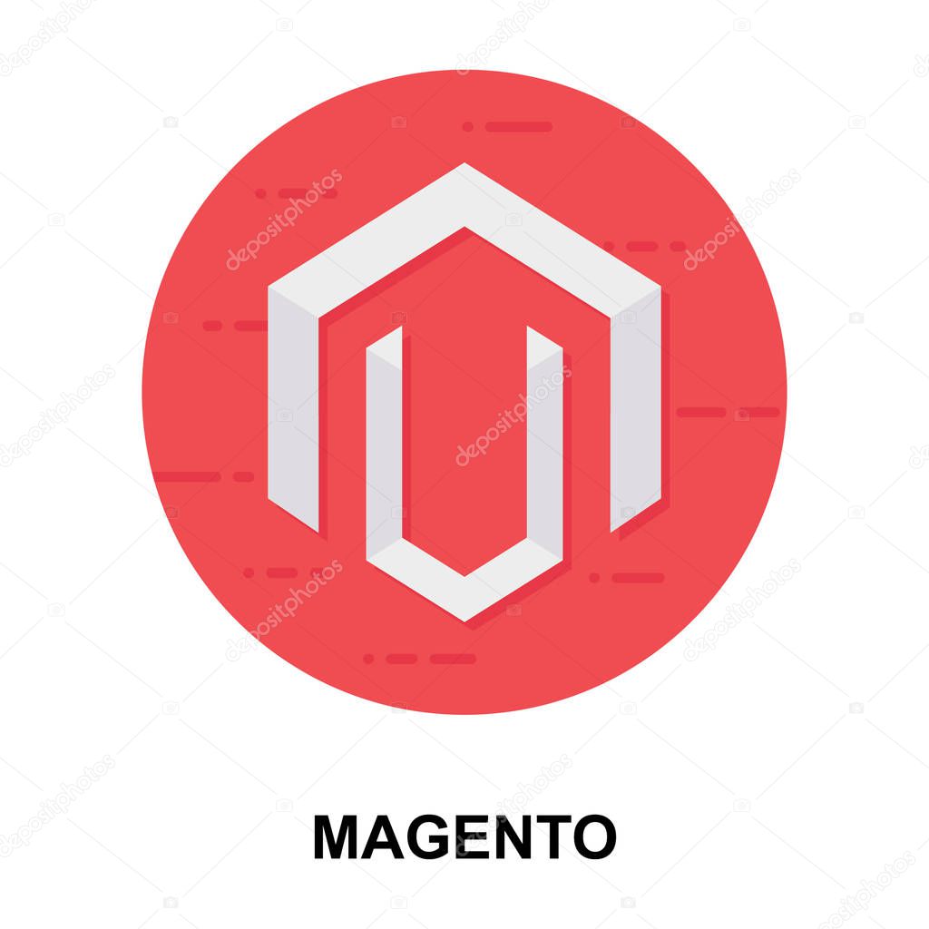 Ecommerce platform open source, flat icon of magento vector design 