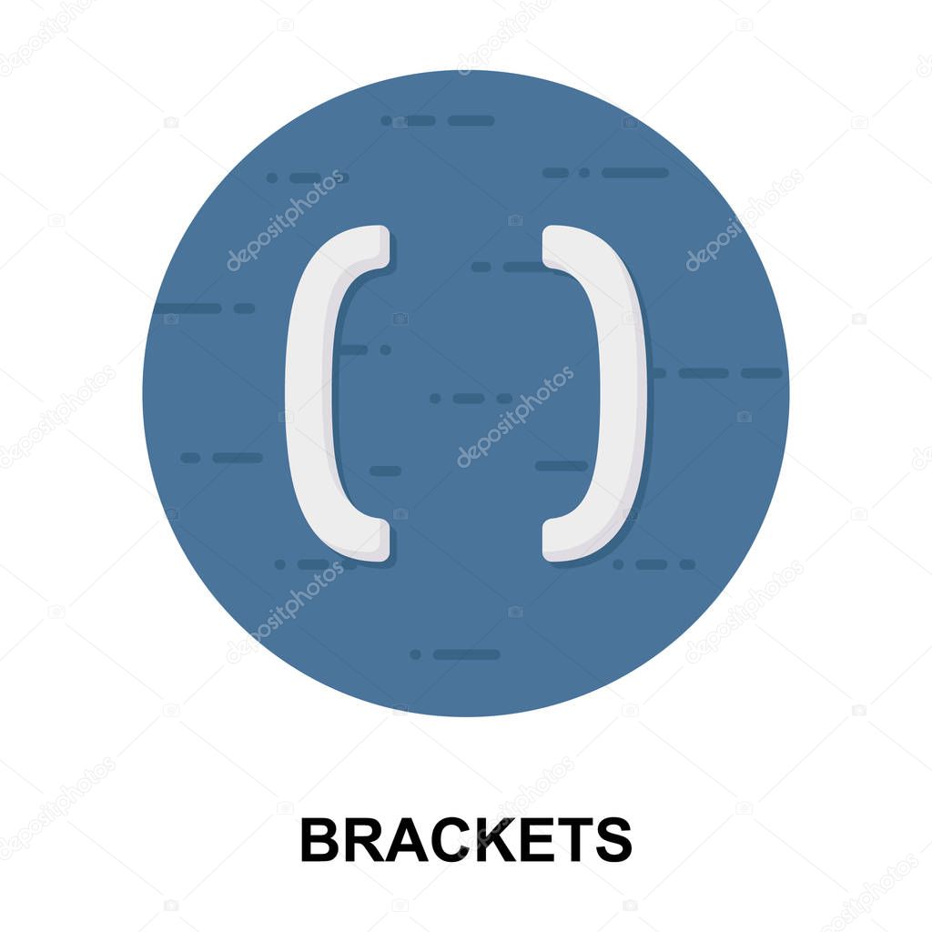 Maths symbols, flat rounded icon of brackets vector design 