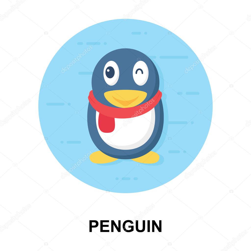 An aquatic mammal animal, flat rounded icon of penguin vector design 