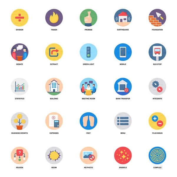 Gestión Iconos Planos Vectores Pack — Foto de Stock