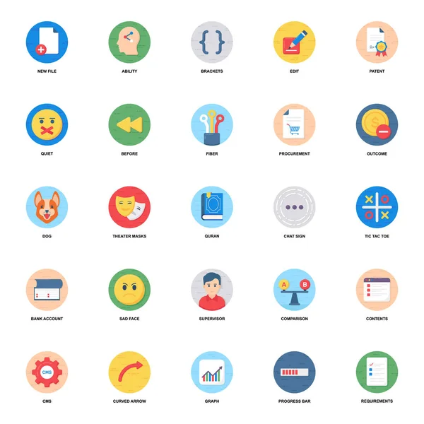 Contenuti Web Flat Icons Pack — Foto Stock