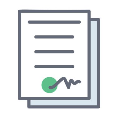 İmzalı belge sayfası, imzalı belge vektörünün düz simgesi 